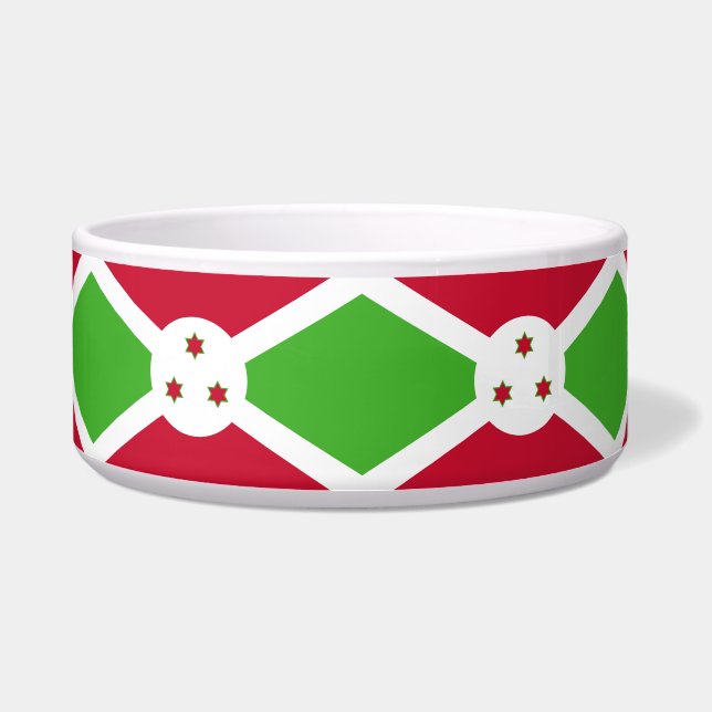 Comedero Tazón de mascotas con bandera de Burundi (Frente)