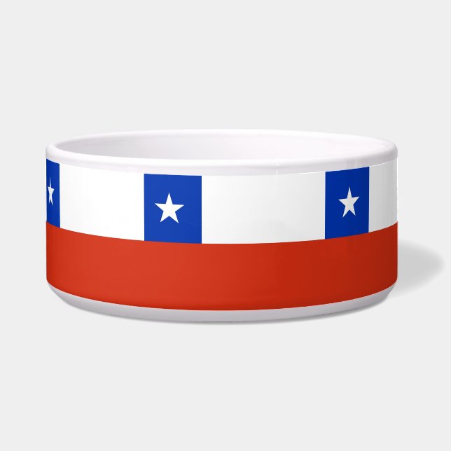 Comedero Tazón de mascotas con bandera de Chile (Frente)