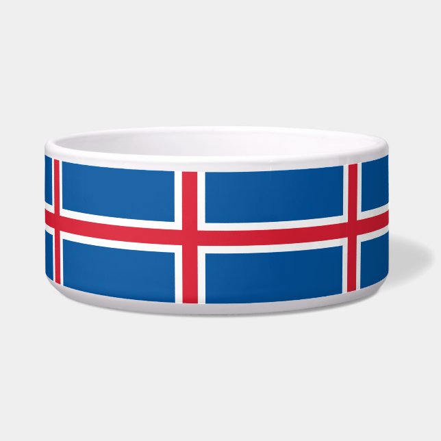 Comedero Tazón de mascotas con bandera de Islandia (Frente)
