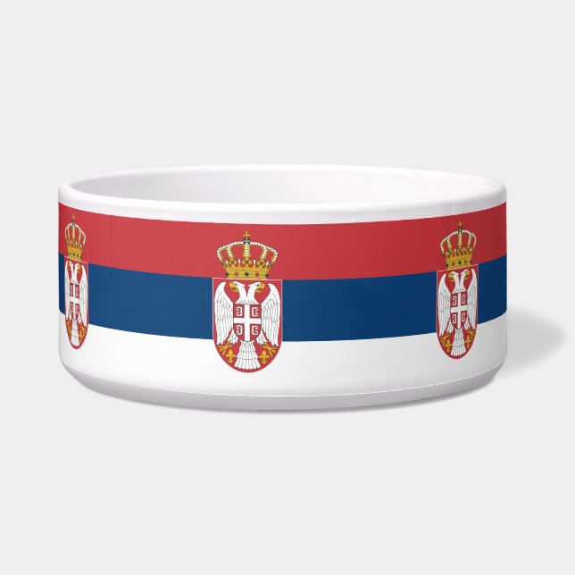 Comedero Tazón de mascotas con bandera de Serbia (Frente)