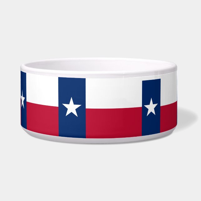 Comedero Tazón de mascotas con bandera del estado de Texas (Frente)