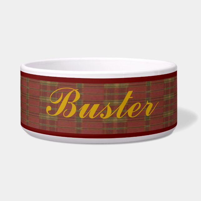 Comedero Tazón de mascotas con cubierta roja personalizada (Frente)