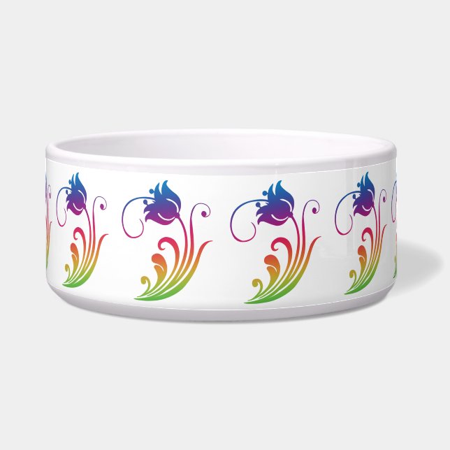 Comedero Tazón de mascotas con flores (Frente)