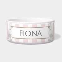 Tazón de mascotas con franjas rosadas y blancas pe