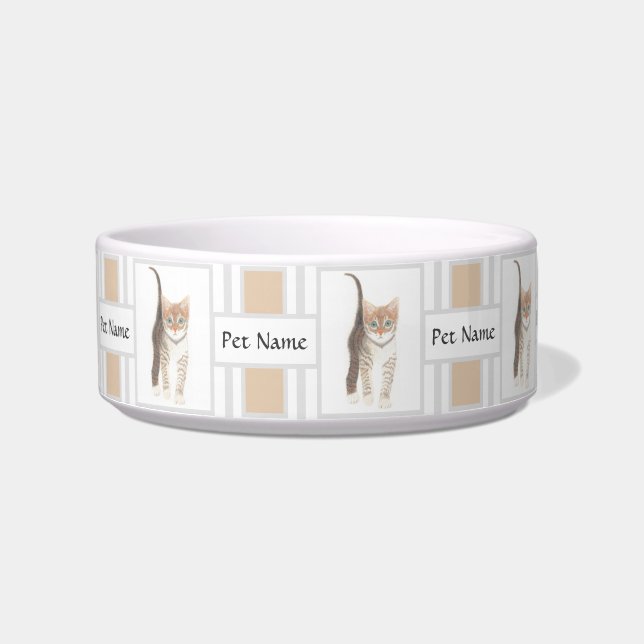 Comedero Tazón De Mascotas Con Imagen De Pestaña Y Texto (Frente)