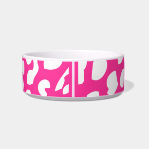 Comedero Tazón de mascotas con leopardo blanco y rosado cal