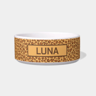 Comedero Tazón de mascotas con leopardo de personalizable
