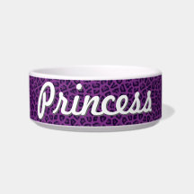 Tazón de mascotas con leopardo morado - Personaliz