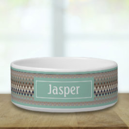 Comedero Tazón de mascotas de impresión geométrica retro