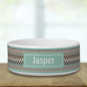 Comedero Tazón de mascotas de impresión geométrica retro