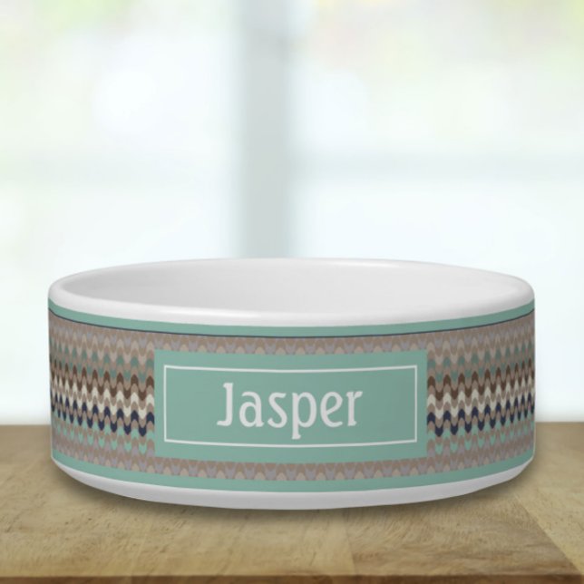 Comedero Tazón de mascotas de impresión geométrica retro (Subido por el creador)