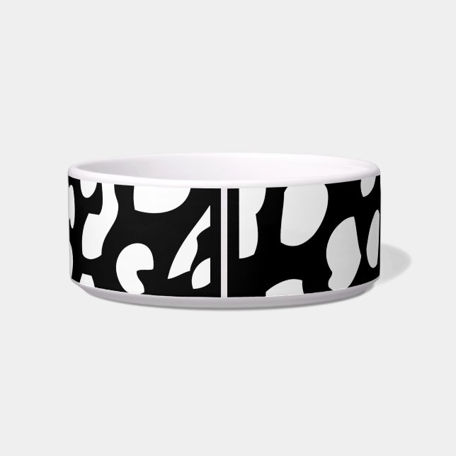 Comedero Tazón de mascotas de leopardo blanco y negro (Espalda)