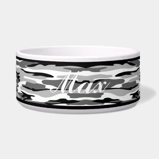 Comedero Tazón de mascotas gris y negro personalizado
