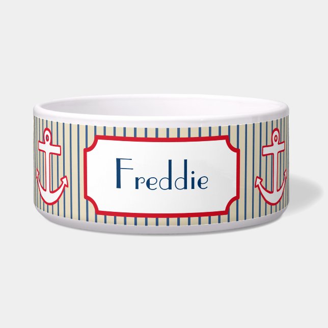 Comedero Tazón de mascotas nauticas personalizadas (Frente)