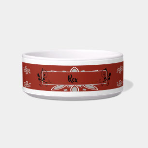Comedero Tazón de mascotas personalizado Red/Black Paisley