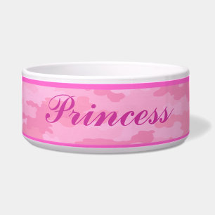 Comedero Tazón de mascotas rosado personalizado para camufl