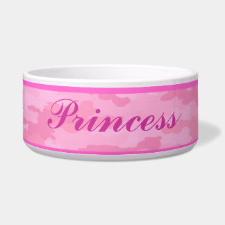 Comedero Tazón de mascotas rosado personalizado para camufl