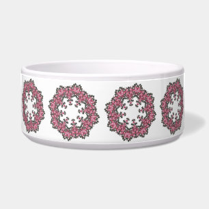 Comedero Tazón de menta de flores rosadas