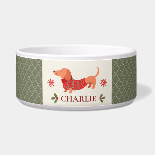 Comedero Tazón de Navidad personalizado de perro con cuadro