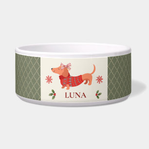 Comedero Tazón de Navidad personalizado de perro con cuadro