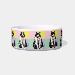 Comedero Tazón de nombre de mascota de colores pastel de ga