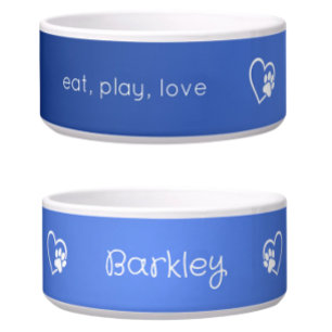 Comedero Tazón de nombre de perro personalizado Azure Blue 