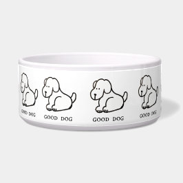 Comedero Tazón de perro bueno sentado divertido dibujo anim