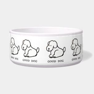 Comedero Tazón de perro bueno sentado divertido dibujo anim