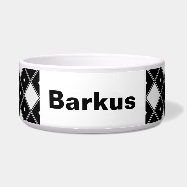 Comedero Tazón de perro con doble forma de diamante negro y (Frente)