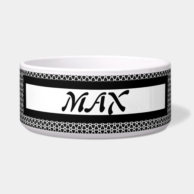 Comedero Tazón de perro con estampado blanco negro (Frente)