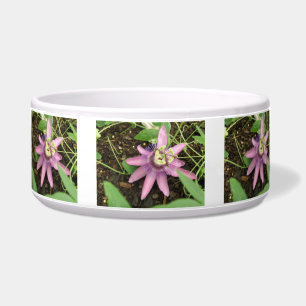 Comedero Tazón de perro con flores rosadas y moradas