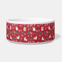 Tazón de perro Corgi Navidad Kawaii Lindo Fiesta M