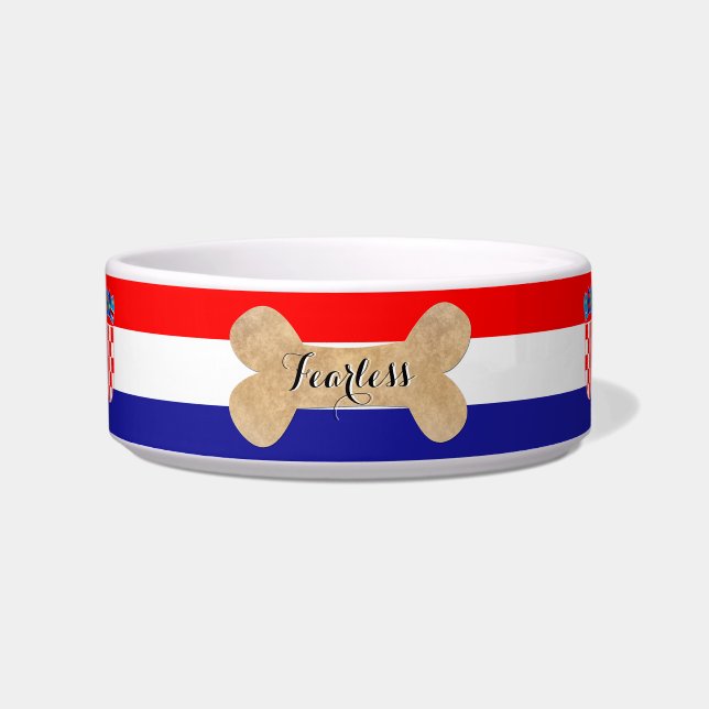 Comedero Tazón de perro de Croacia, nombre de Mascota, band (Frente)