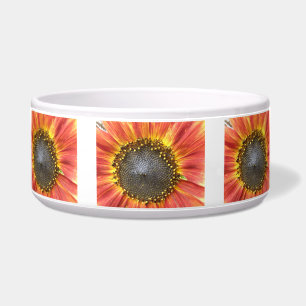 Comedero Tazón de perro de girasol rojo y amarillo