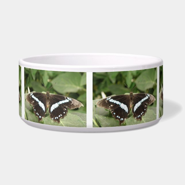 Comedero Tazón de perro de mariposa tropical blanco y negro (Frente)