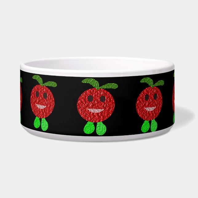 Comedero Tazón de perro de tomate feliz (Frente)