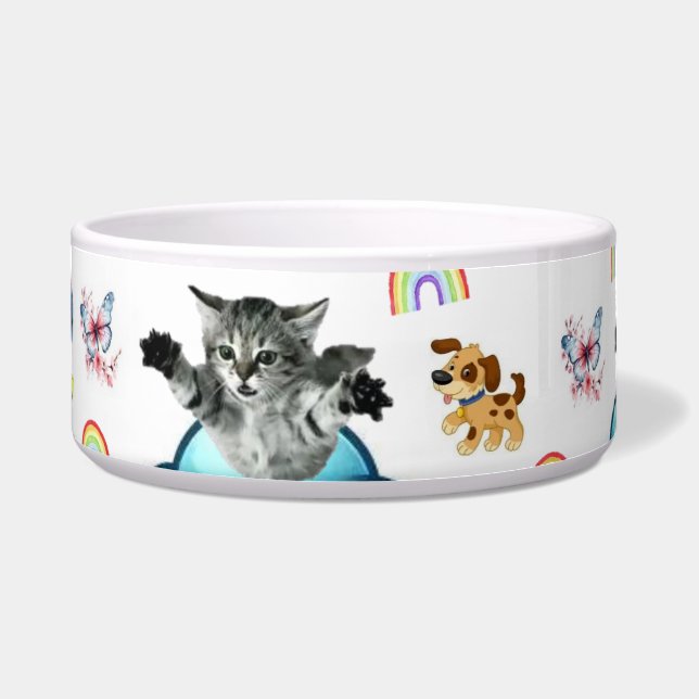 Comedero Tazón de perro gato ratón arcoíris lindo  (Frente)