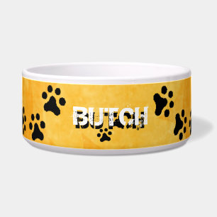Comedero Tazón de perro Huellas de patas (amarillo sol)