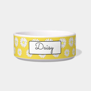 Comedero Tazón de perro personalizado amarillo y blanco