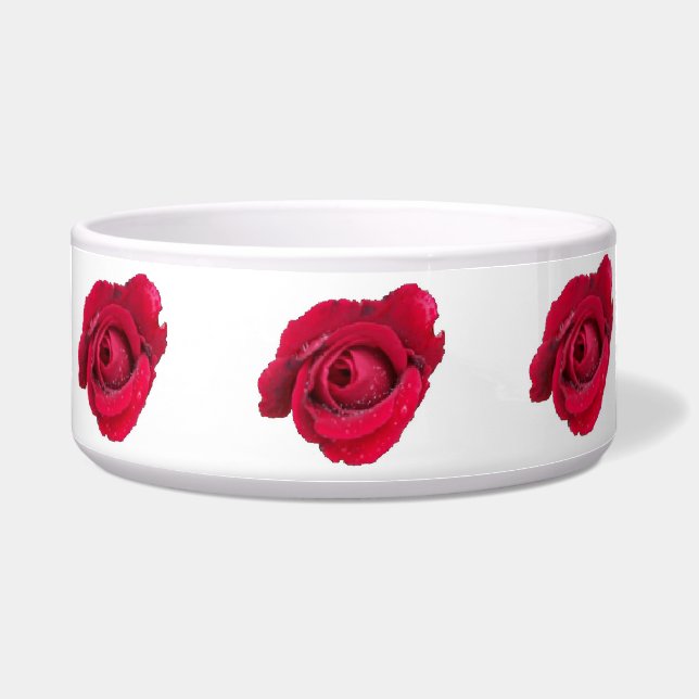 Comedero Tazón de perro rosa rojo hermoso (Frente)