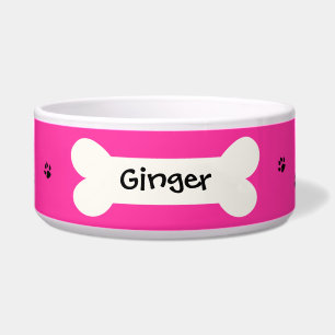 Comedero Tazón de perro rosado personalizado