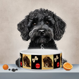 Comedero Tazón de perro Schnoodle con hueso y pelota