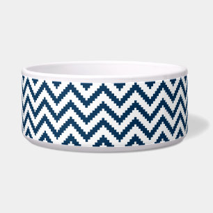 Comedero Tazón de perro tribal, cheurón azul y blanco de la