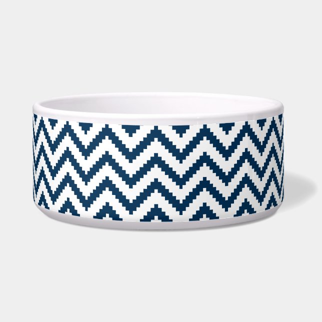 Comedero Tazón de perro tribal, cheurón azul y blanco de la (Frente)