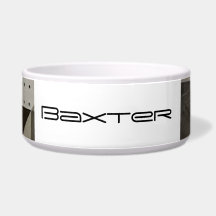 Tazón de perro tricolor geométrico personalizado