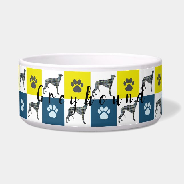 Comedero Tazón de perro y de garra amarilla y azul (Frente)