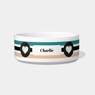 Comedero Tazón de Personalizado con corazón de Aqua Black T