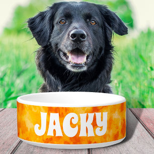 Comedero Tazón de tinta amarilla personalizada de perro o d