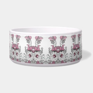 Comedero Tazón de yeso de cerámica blanca de color rosa pla