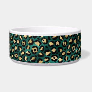 Comedero Tazón Diseño de la serie Leopardo Verde azulado y 